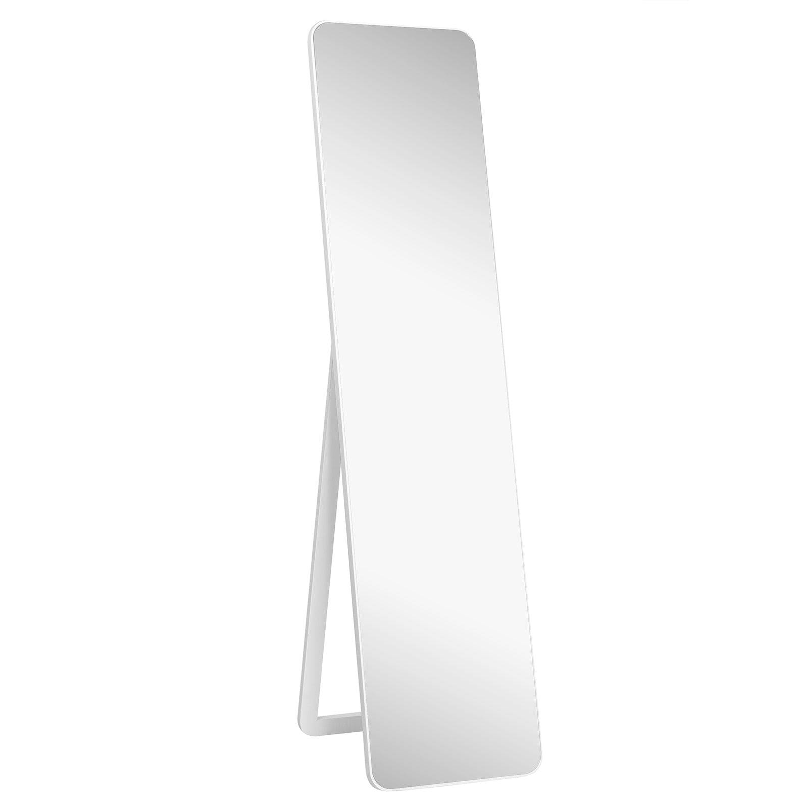 Helloshop26 - Miroir autoportant rectangulaire pleine longueur cadre en bois massif 160 x 37cm blanc - Imagen 1