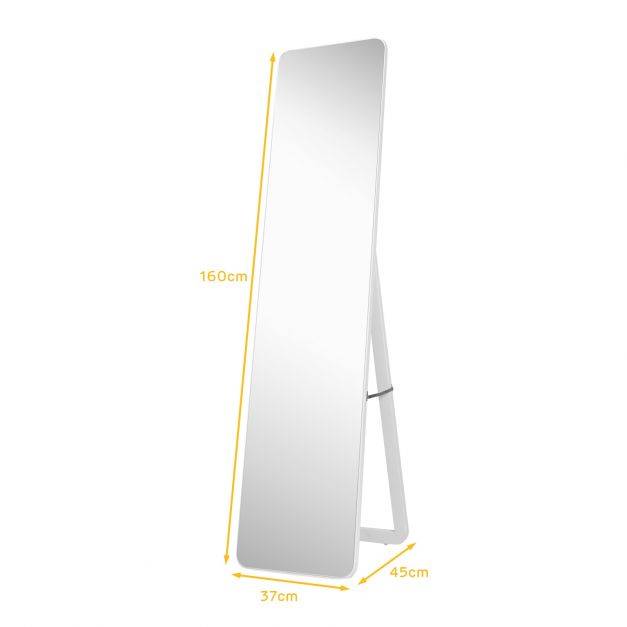 Helloshop26 - Miroir autoportant rectangulaire pleine longueur cadre en bois massif 160 x 37cm blanc - Imagen 5