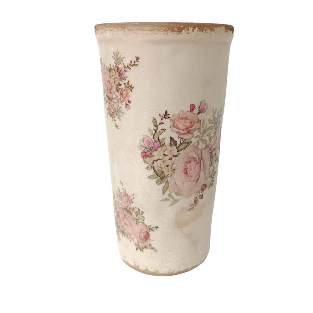 Vase "Roses" en céramique émaillée Ø.13 x Ht.24 cm Chemin de campagne - Image 1