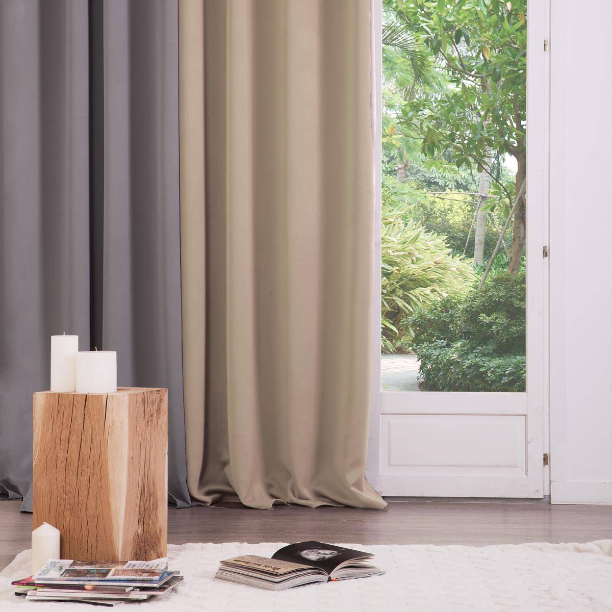 Atmosphera - Lot de 2 Rideaux à  œillets Occultant Beige Lin 140 x 260 cm - Imagen 4