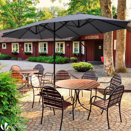 Parasol Jardin Double Aluminium 270 x 460 cm gris - Image 5