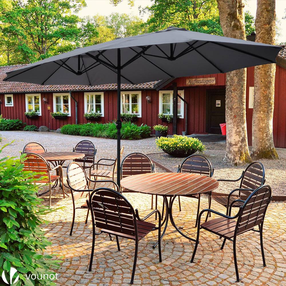 Parasol Jardin Double Aluminium 270 x 460 cm gris - Image 5