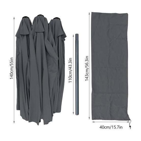 Parasol Jardin Double Aluminium 270 x 460 cm gris - Image 3