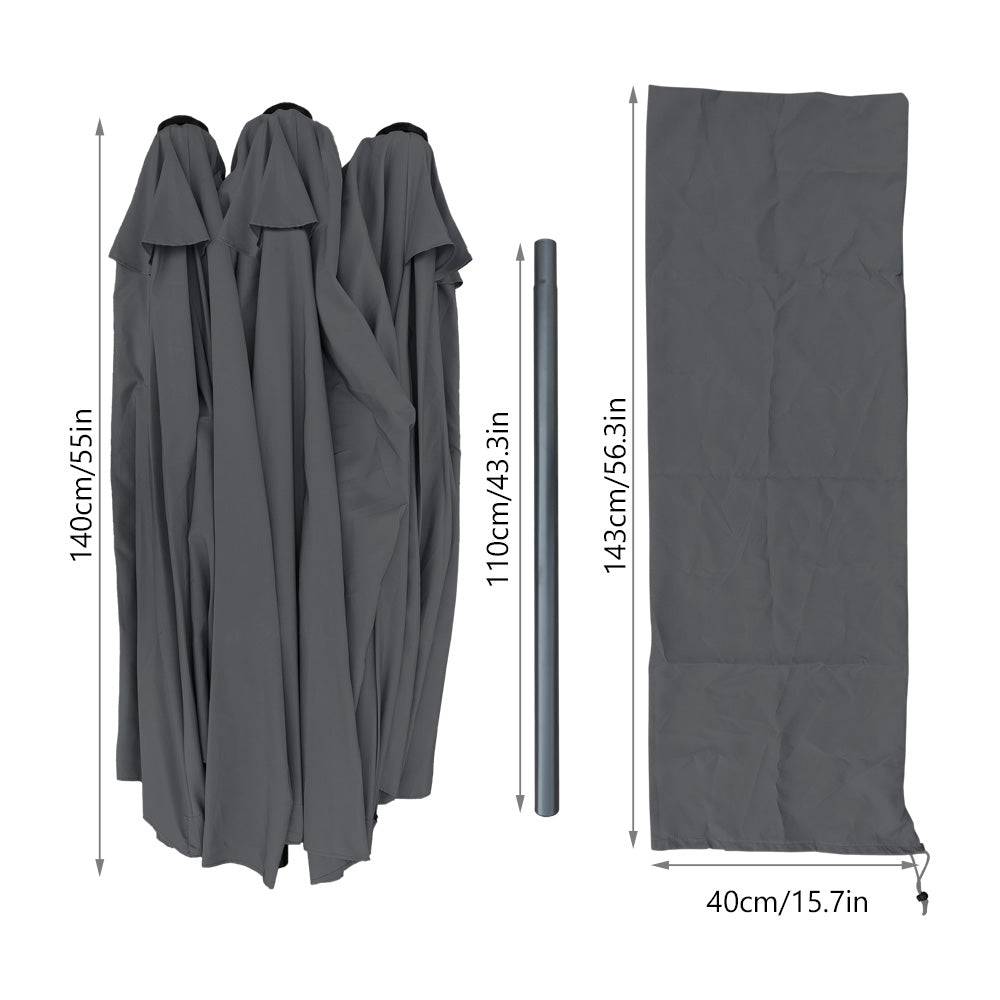 Parasol Jardin Double Aluminium 270 x 460 cm gris - Image 3