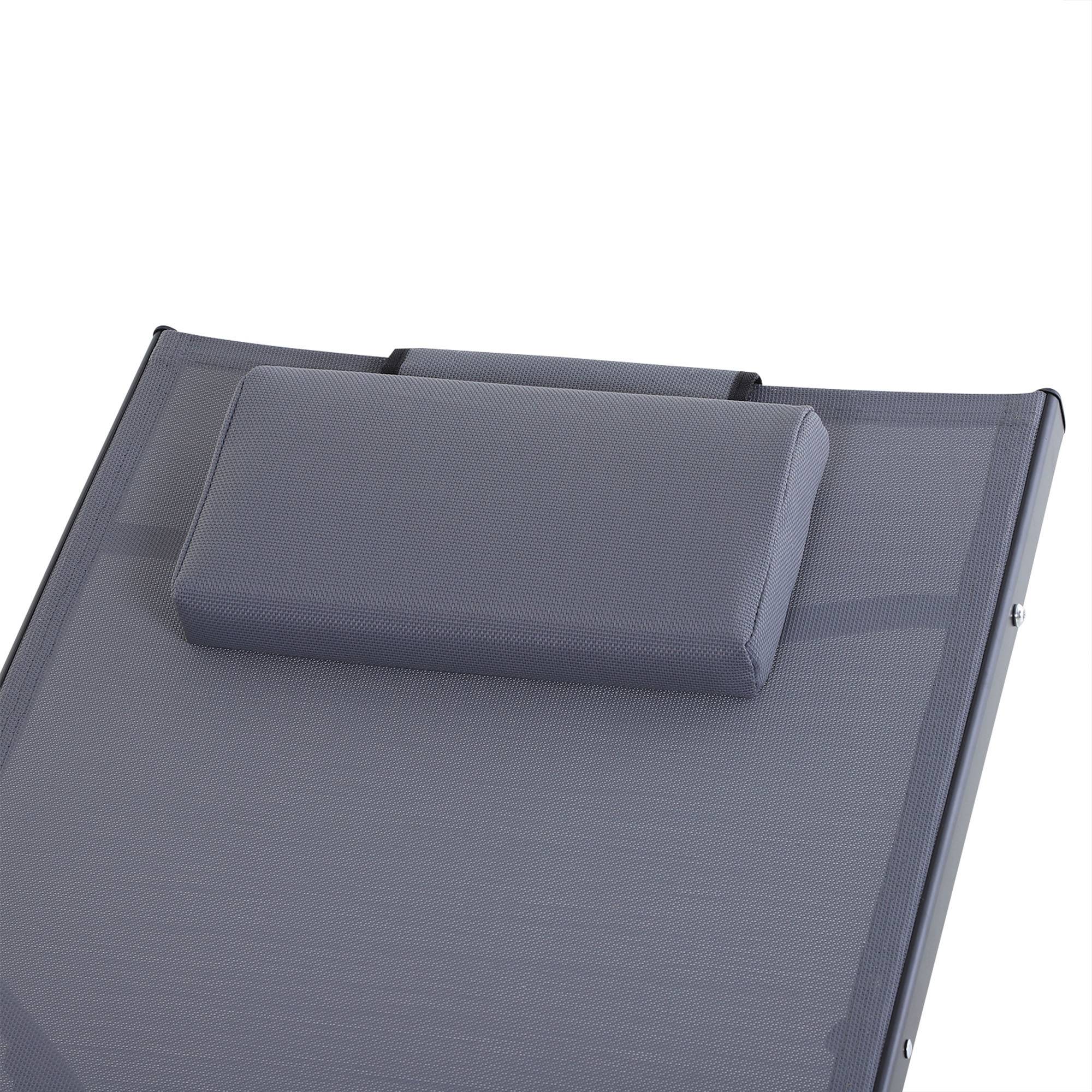 Outsunny - Bain de soleil transat design contemporain inclinable multi-positions repose-pied réglable tétière incluse alu textilène gris - Outsunny - Imagen 9