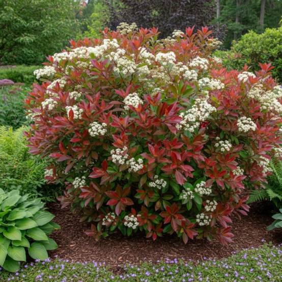 Photinia Red Robin à fleurs Blanche - feuillage Persistant - Pot de 7,5L - 60/80 cm- hauteur à maturité De 2,50 m à 3,00 m - Image 3
