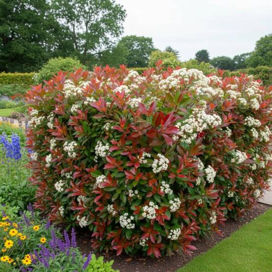 Photinia Red Robin à fleurs Blanche - feuillage Persistant - Pot de 7,5L - 60/80 cm- hauteur à maturité De 2,50 m à 3,00 m - Image 4