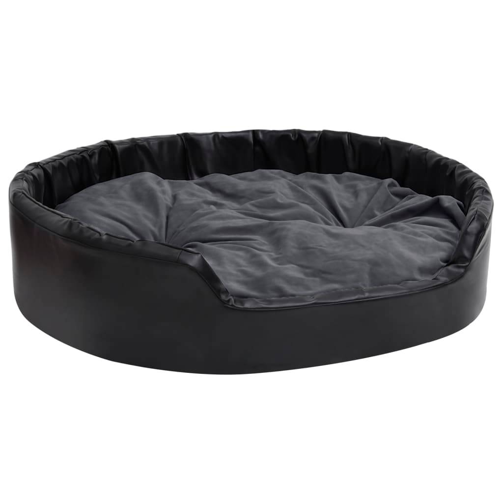 Vidaxl - Lit chiens Noir et gris foncé 99x89x21 cm Peluche et similicuir vidaXL 171268 - Imagen 2
