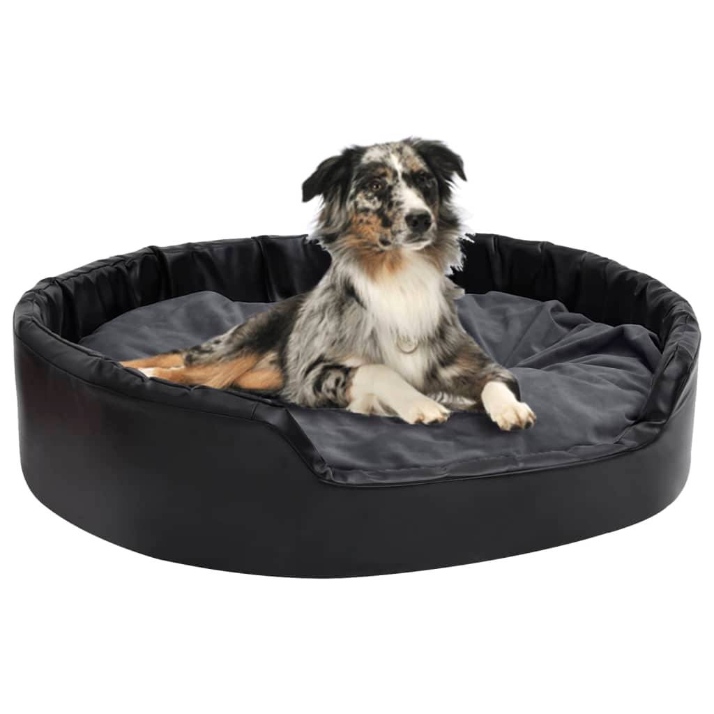 Vidaxl - Lit chiens Noir et gris foncé 99x89x21 cm Peluche et similicuir vidaXL 171268 - Imagen 1