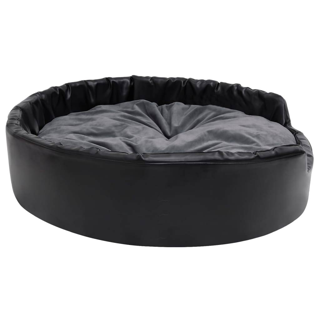 Vidaxl - Lit chiens Noir et gris foncé 99x89x21 cm Peluche et similicuir vidaXL 171268 - Imagen 5
