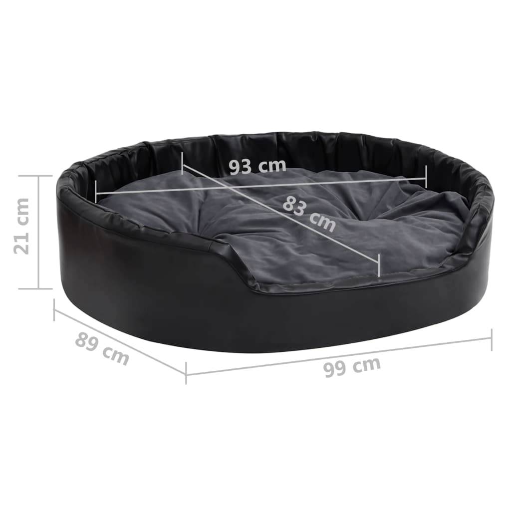 Vidaxl - Lit chiens Noir et gris foncé 99x89x21 cm Peluche et similicuir vidaXL 171268 - Imagen 3