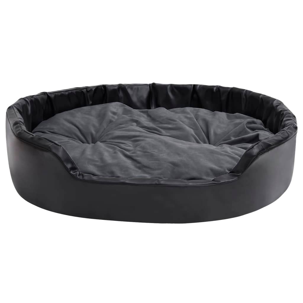 Vidaxl - Lit chiens Noir et gris foncé 99x89x21 cm Peluche et similicuir vidaXL 171268 - Imagen 9