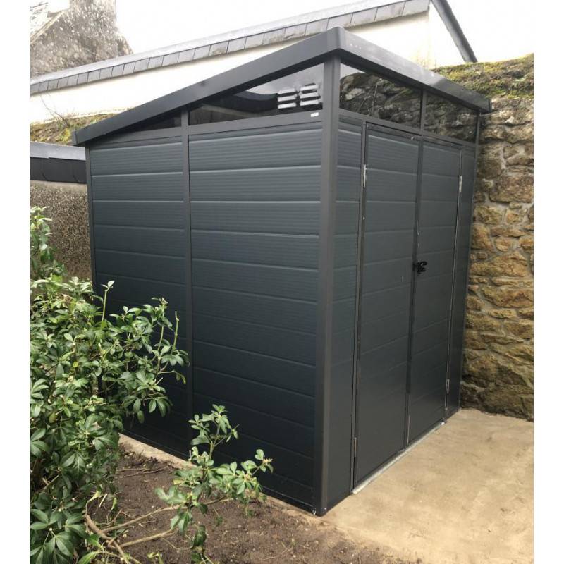 Jobu - Abri de jardin résine anthracite 3,24m² toit plat avec plancher Jôbu - Image 2