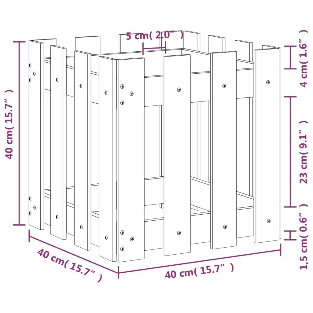 Prolenta Premium - Jardinière bois blanc 40 x 40 x 40 cm - Prolenta premium p321.6 - Image 9