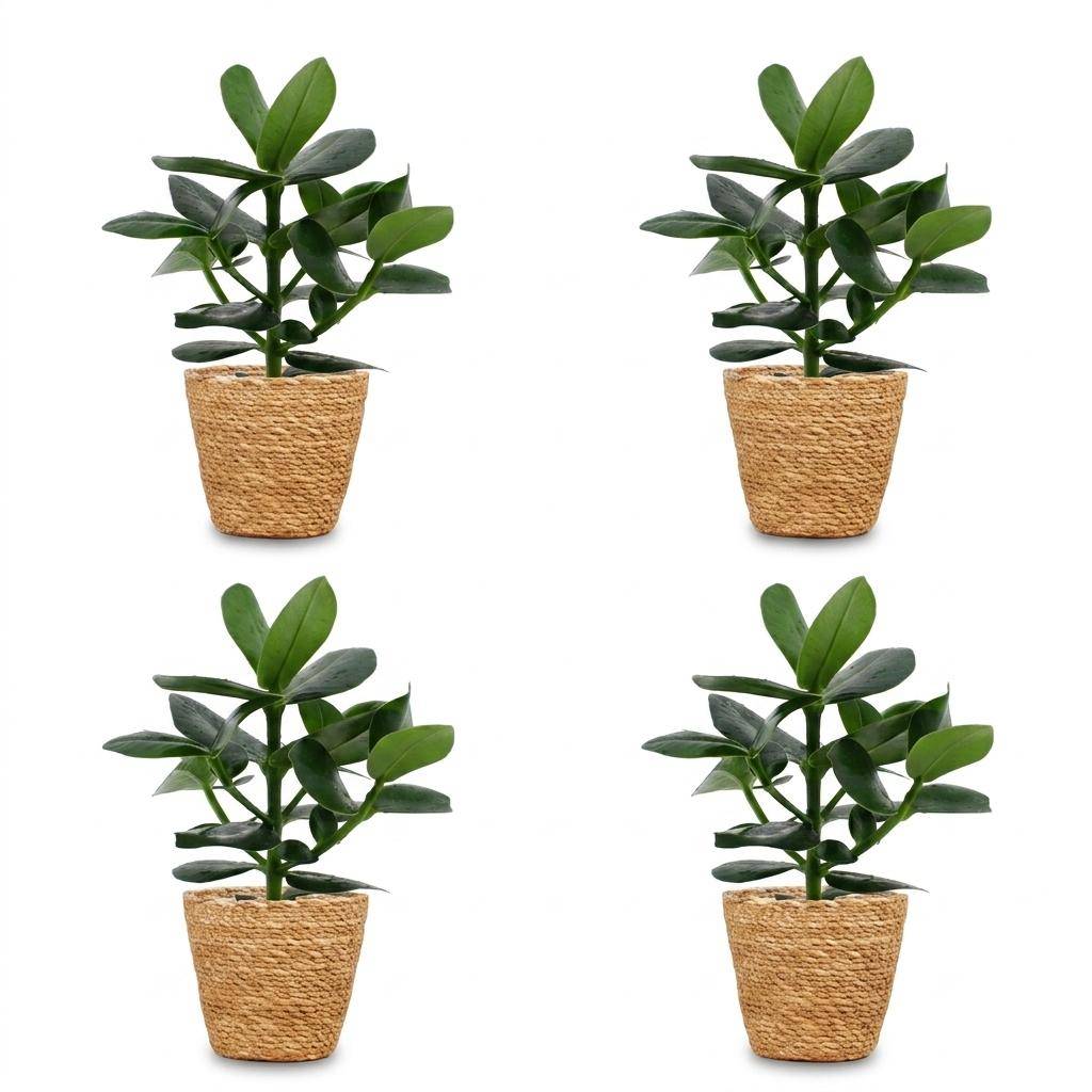 La Green Touch - Clusia rosea Princess - Arbre autographe - Lot de 4 plantes - Panier en jonc de mer inclus - Pot Ø12 cm, H 40 cm - Image 2