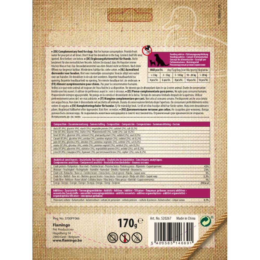 Friandise filet de poitrine de canard doux Hapki BBQ pour chien 170 g sans gluten - Imagen 4