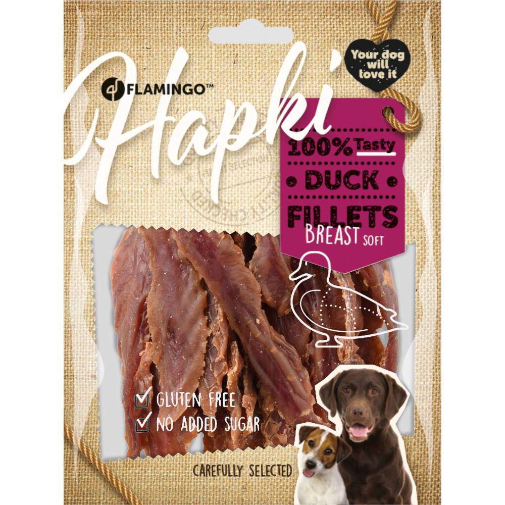Friandise filet de poitrine de canard doux Hapki BBQ pour chien 170 g sans gluten - Imagen 2