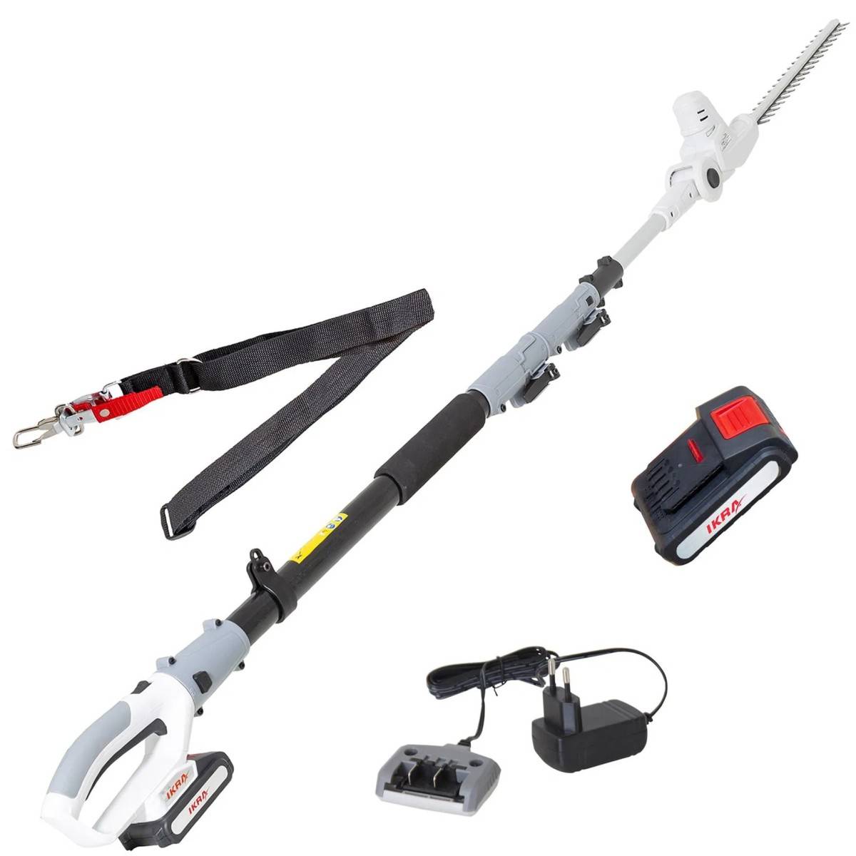 Taille haie sur perche téléscopique 20V - Coupe longueur 40 cm - Batterie lithium 2.0Ah Chargeur 20V - IKRA - Image 4