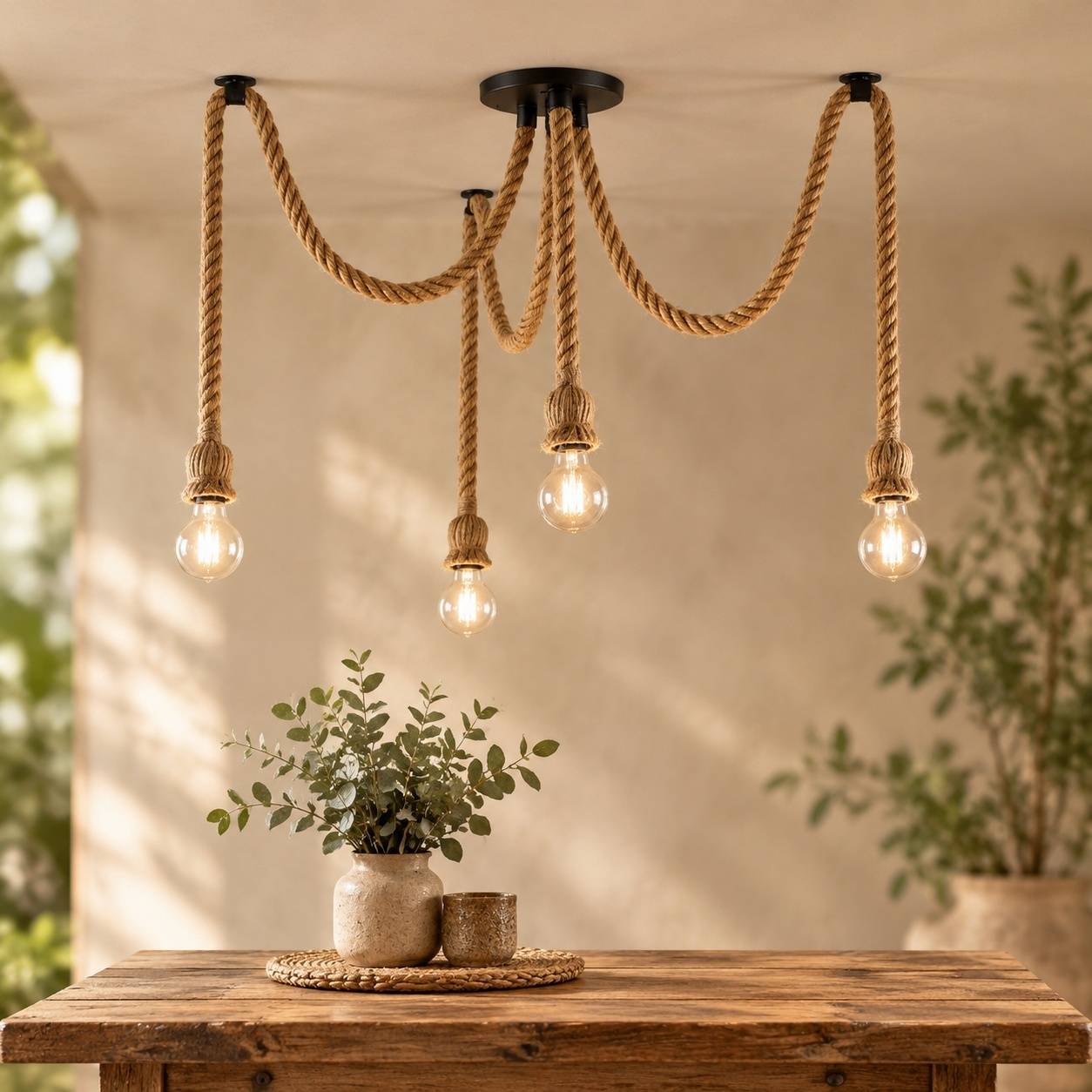 Suspension Industrielle Vintage 4 Cordes pour Restaurant Bar Salle à Manger - Image 6