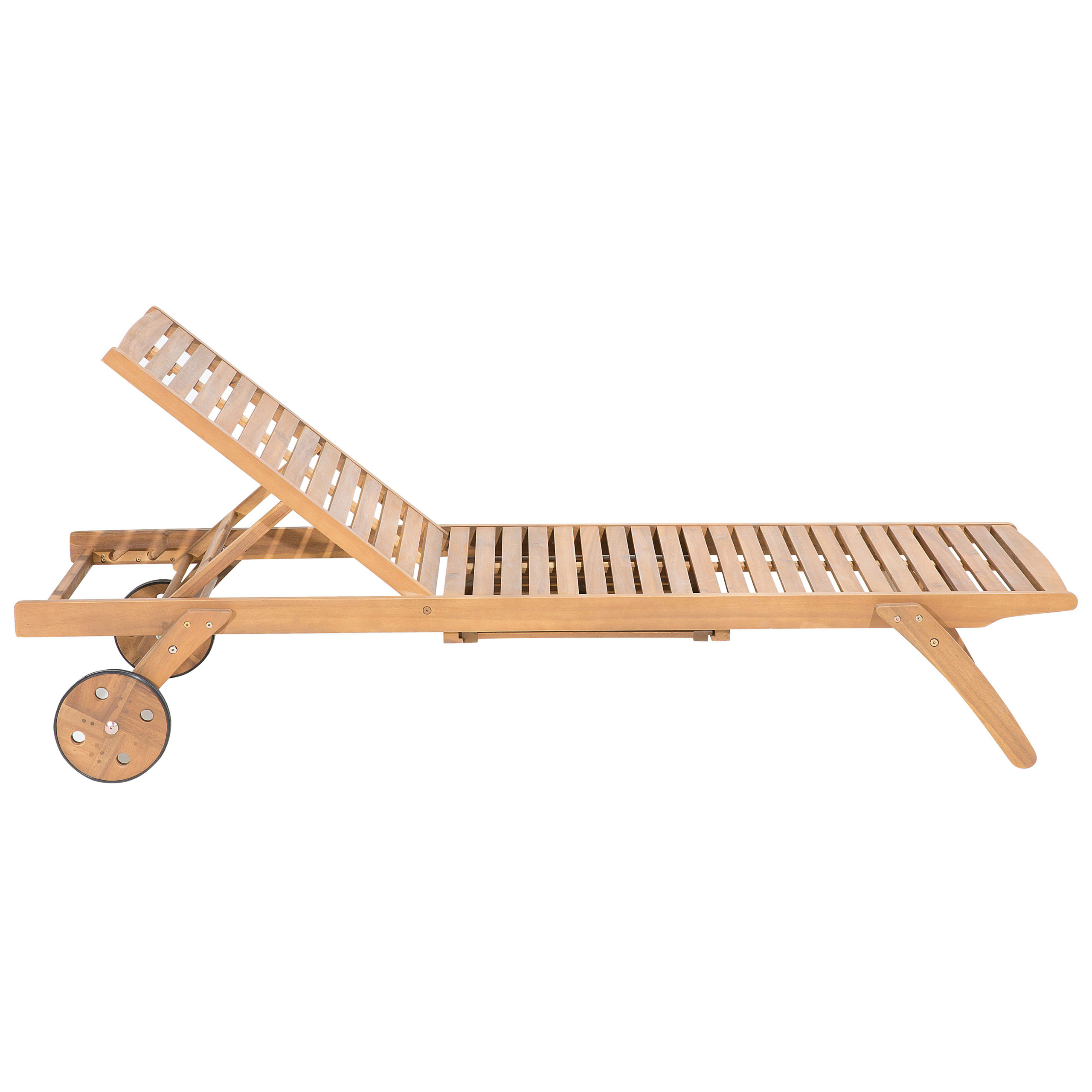 Beliani - Transat Bain de Soleil à Dossier Inclinable en Bois d'Acacia Aspect Naturel et Coussin Gris Design Intemporel pour Jardin Méditerranéen Beliani - Imagen 7