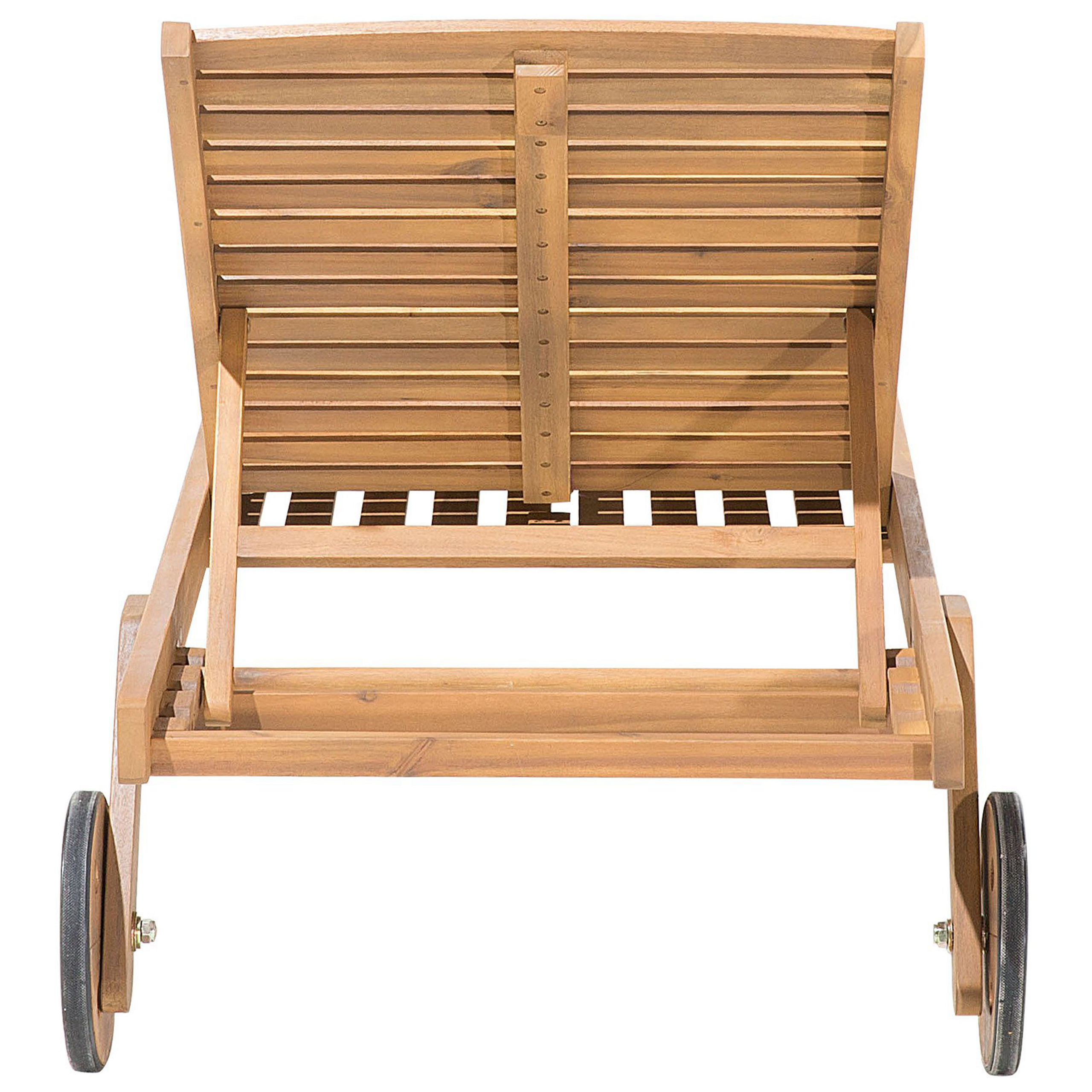 Beliani - Transat Bain de Soleil à Dossier Inclinable en Bois d'Acacia Aspect Naturel et Coussin Gris Design Intemporel pour Jardin Méditerranéen Beliani - Imagen 8