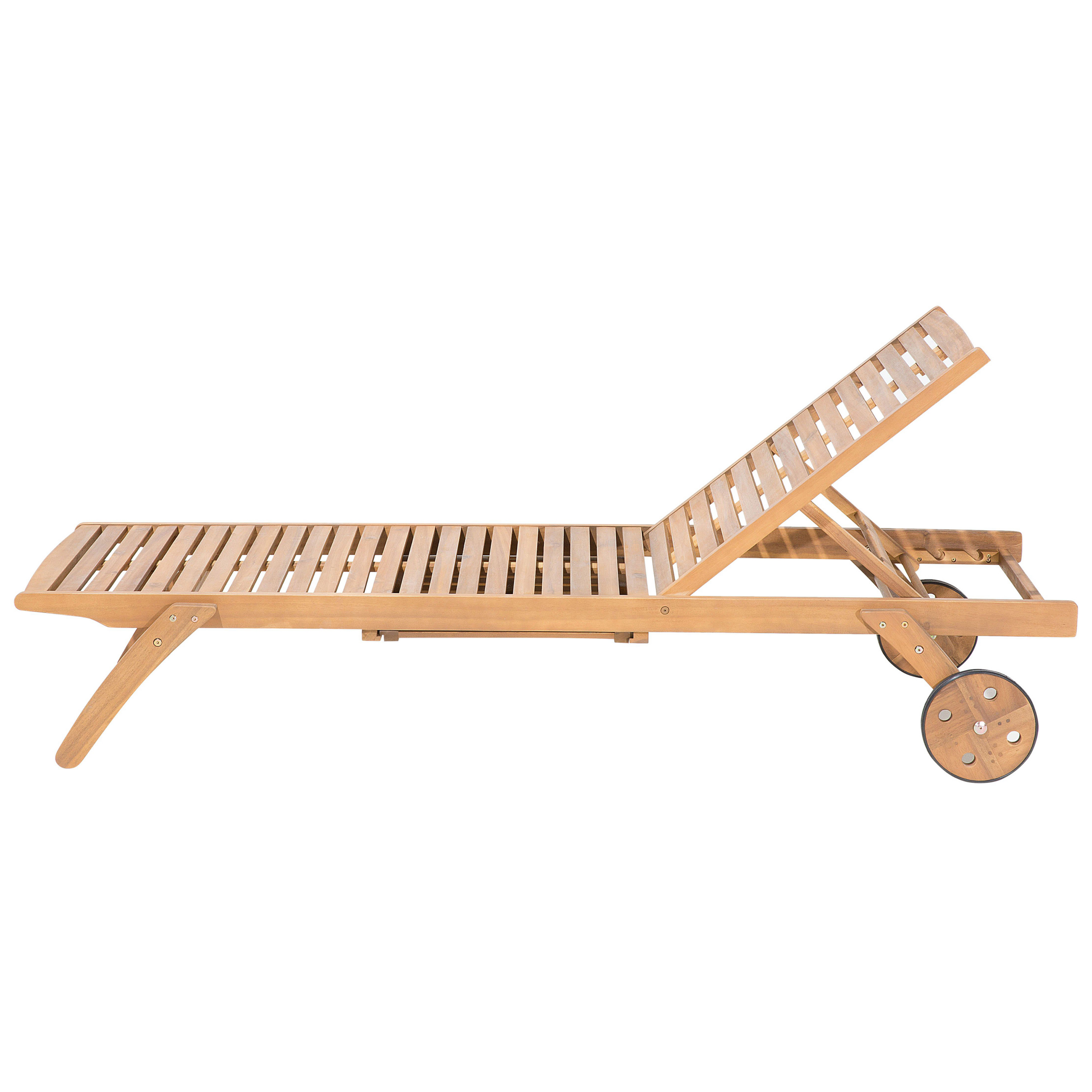 Beliani - Transat Bain de Soleil à Dossier Inclinable en Bois d'Acacia Aspect Naturel et Coussin Gris Design Intemporel pour Jardin Méditerranéen Beliani - Imagen 9