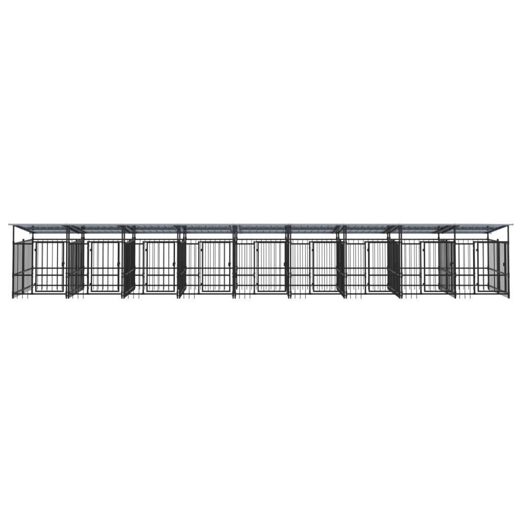 Vidaxl - Chenil d'extérieur avec toit pour chiens Acier 16,89 m² vidaXL 3124596 - Imagen 7