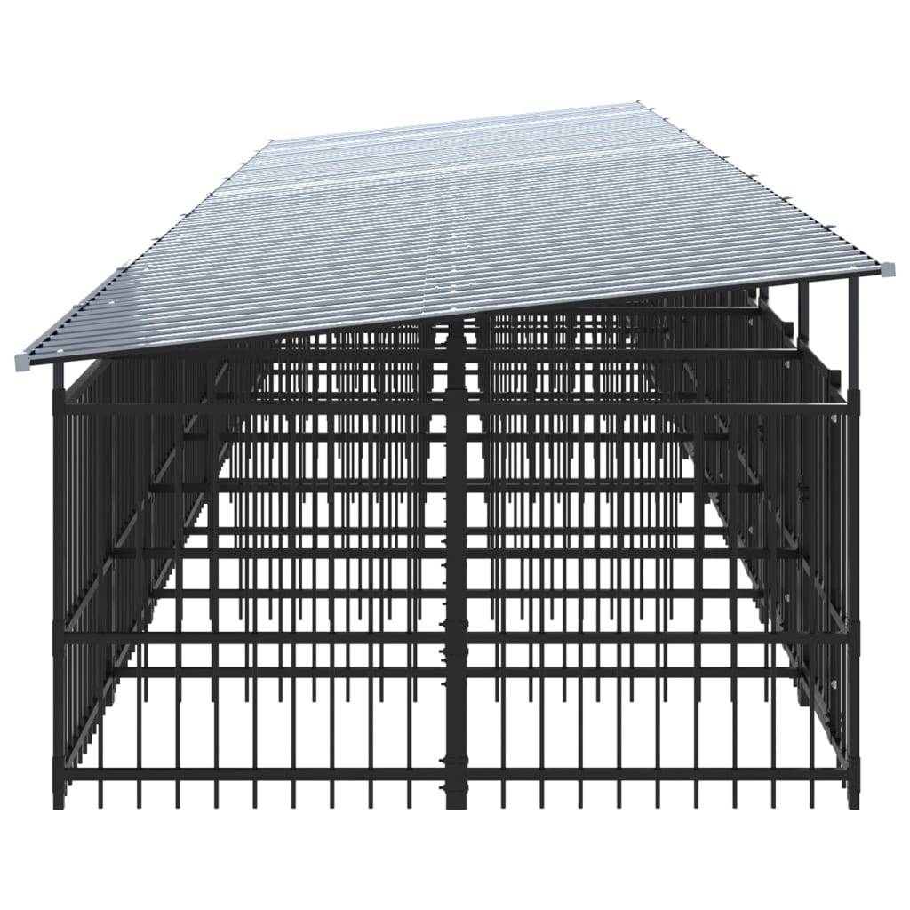 Vidaxl - Chenil d'extérieur avec toit pour chiens Acier 16,89 m² vidaXL 3124596 - Imagen 5