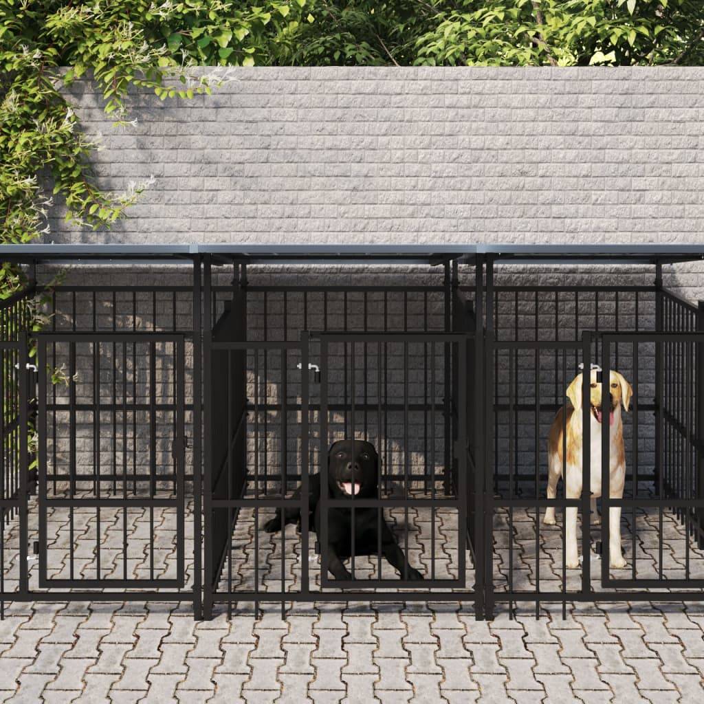Vidaxl - Chenil d'extérieur avec toit pour chiens Acier 16,89 m² vidaXL 3124596 - Imagen 1