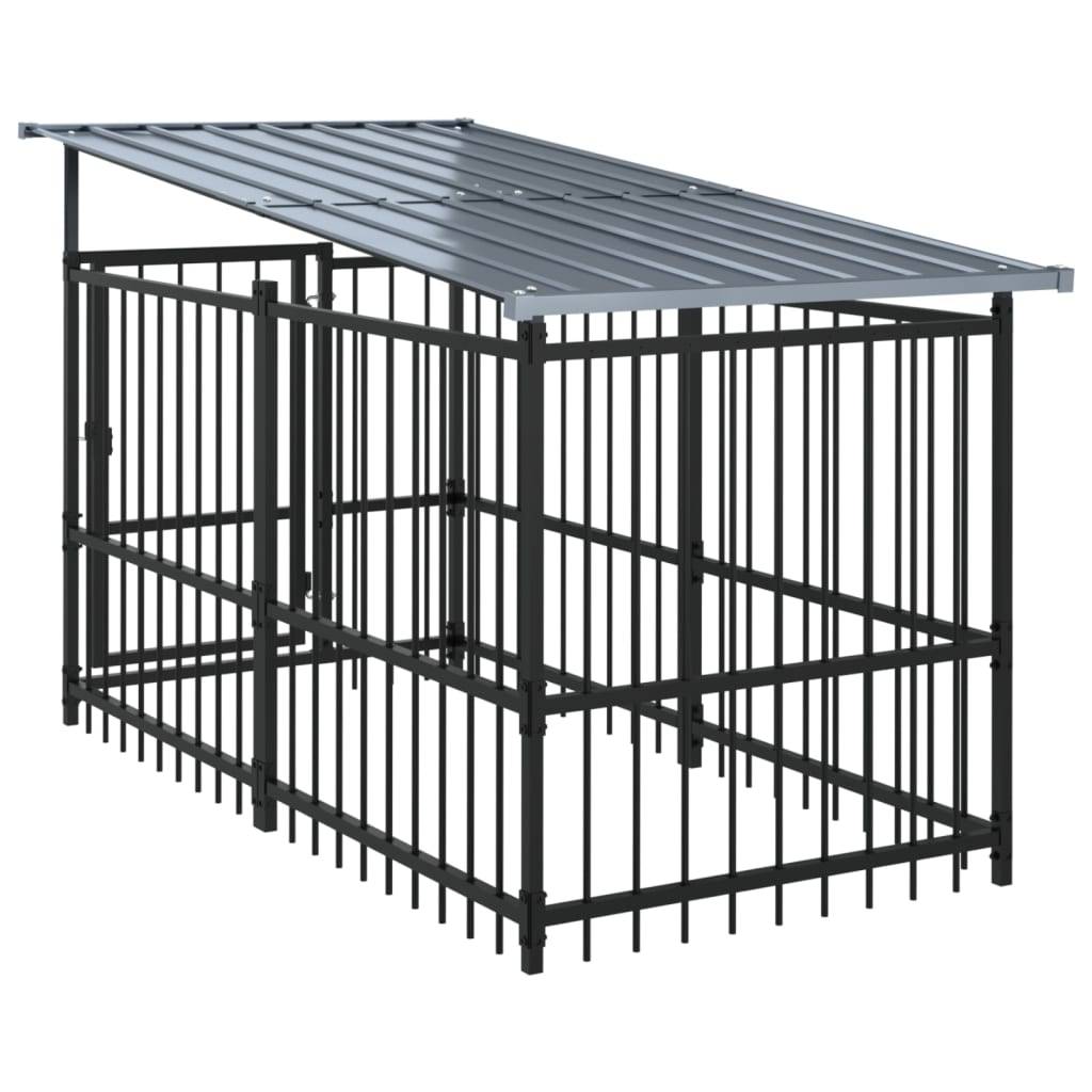 Vidaxl - Chenil d'extérieur avec toit pour chiens Acier 16,89 m² vidaXL 3124596 - Imagen 6