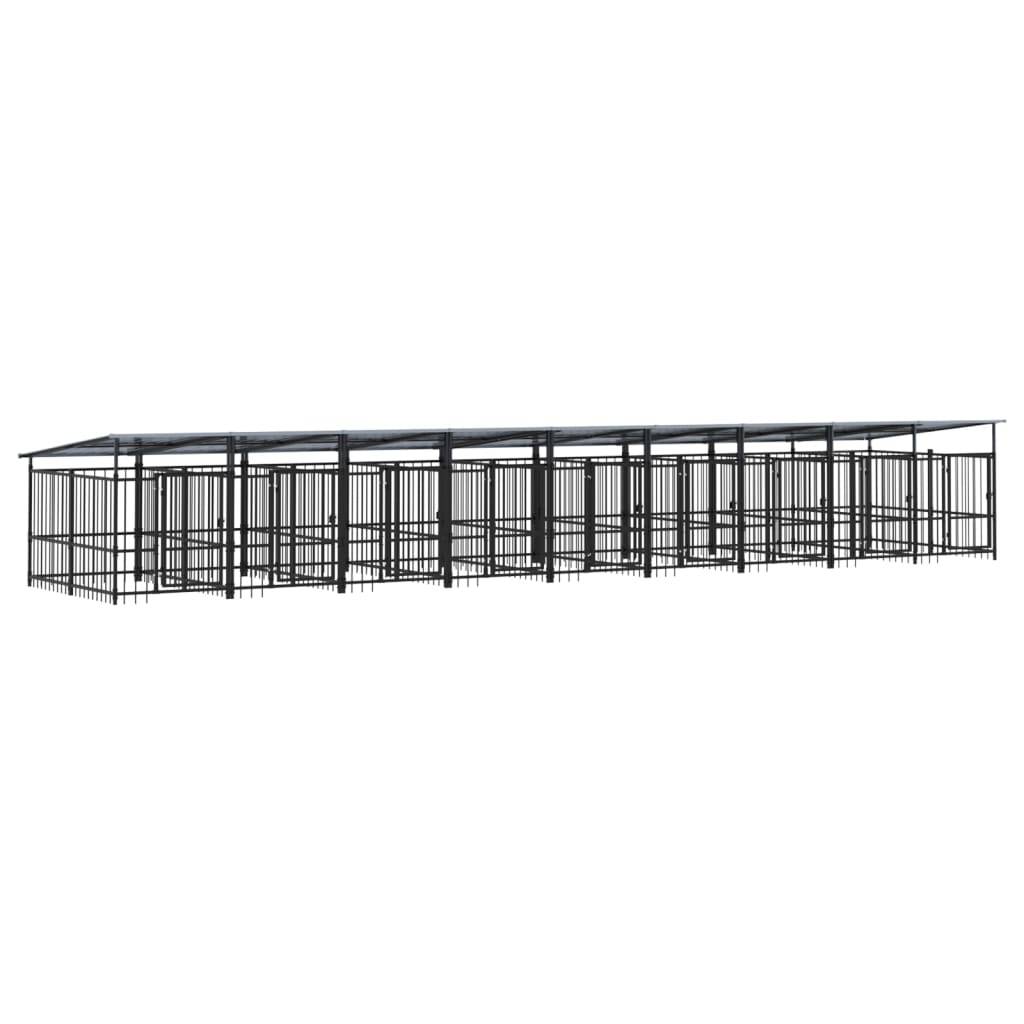 Vidaxl - Chenil d'extérieur avec toit pour chiens Acier 16,89 m² vidaXL 3124596 - Imagen 2