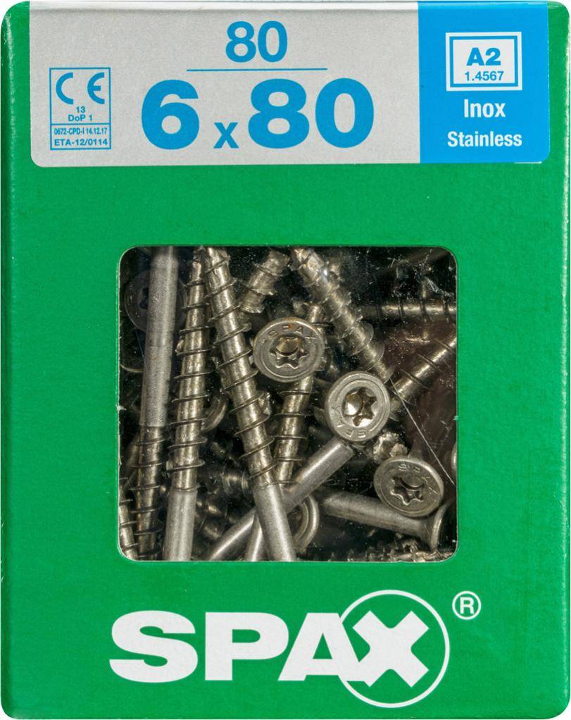 Spax - Lot de 80 vis inox tête fraisée torx SPAX, Diam.6 mm x L.80 mm - Image 3