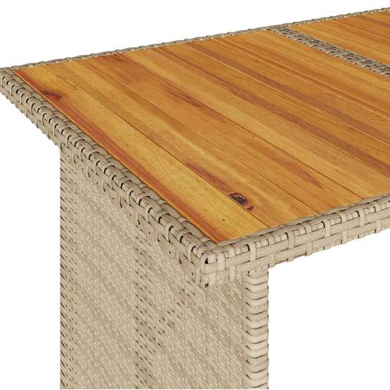 Table de Jardin 4 Personnes 110cm en Résine Tressée Beige et Plateau en Bois d'Acacia – ComfortXL Outdoor Living - Image 8