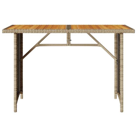 Table de Jardin 4 Personnes 110cm en Résine Tressée Beige et Plateau en Bois d'Acacia – ComfortXL Outdoor Living - Image 4