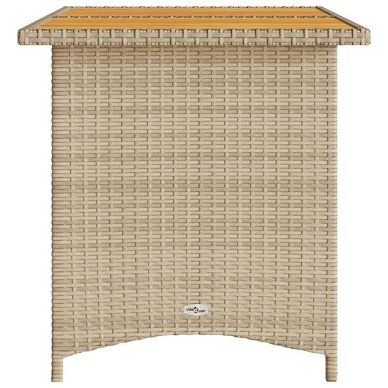 Table de Jardin 4 Personnes 110cm en Résine Tressée Beige et Plateau en Bois d'Acacia – ComfortXL Outdoor Living - Image 5