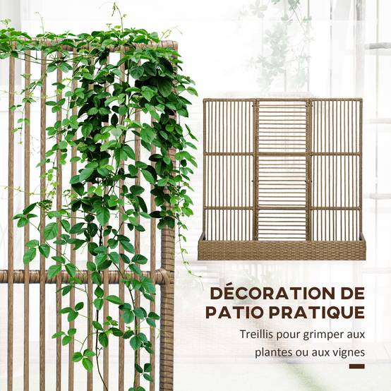 Jardinière avec treillis résine tressée et acier naturel 103 x 29 x 103 cm - PANGIVO - Image 6
