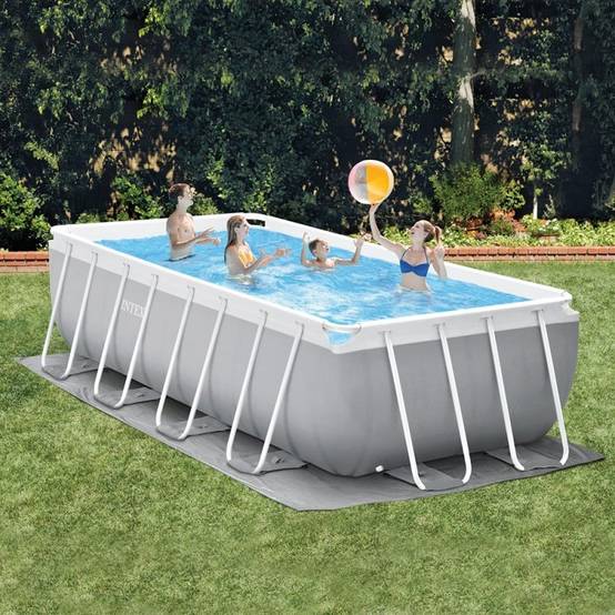 Piscine tubulaire Prism rectangulaire 4.88 x 2.44 x 1.07m Intex + accessoires - Image 1