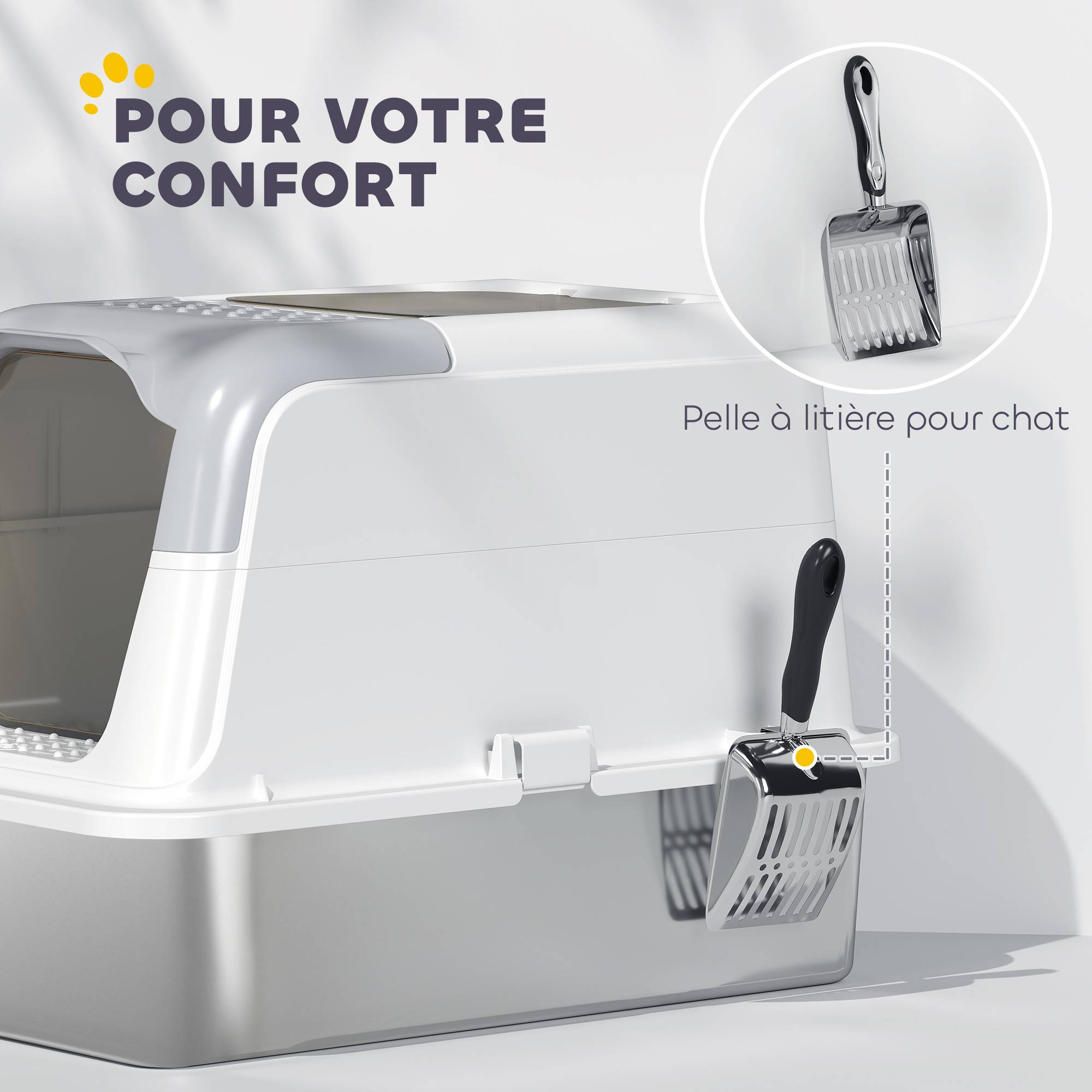 ComfortXL - Maison de toilette acier inoxydable intérieur sortie supérieure 60x40x41cm blanc - ComfortXL Outdoor Living - Image 9
