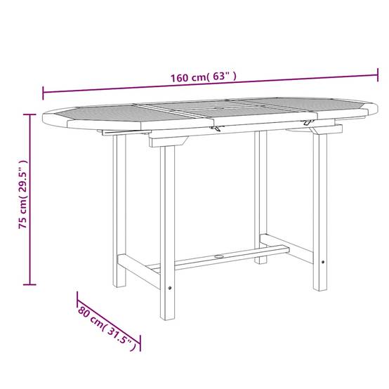 Table extensible de jardin bois de teck solide 110-160 x 80 x 75 cm - PANGIVO - Image 8