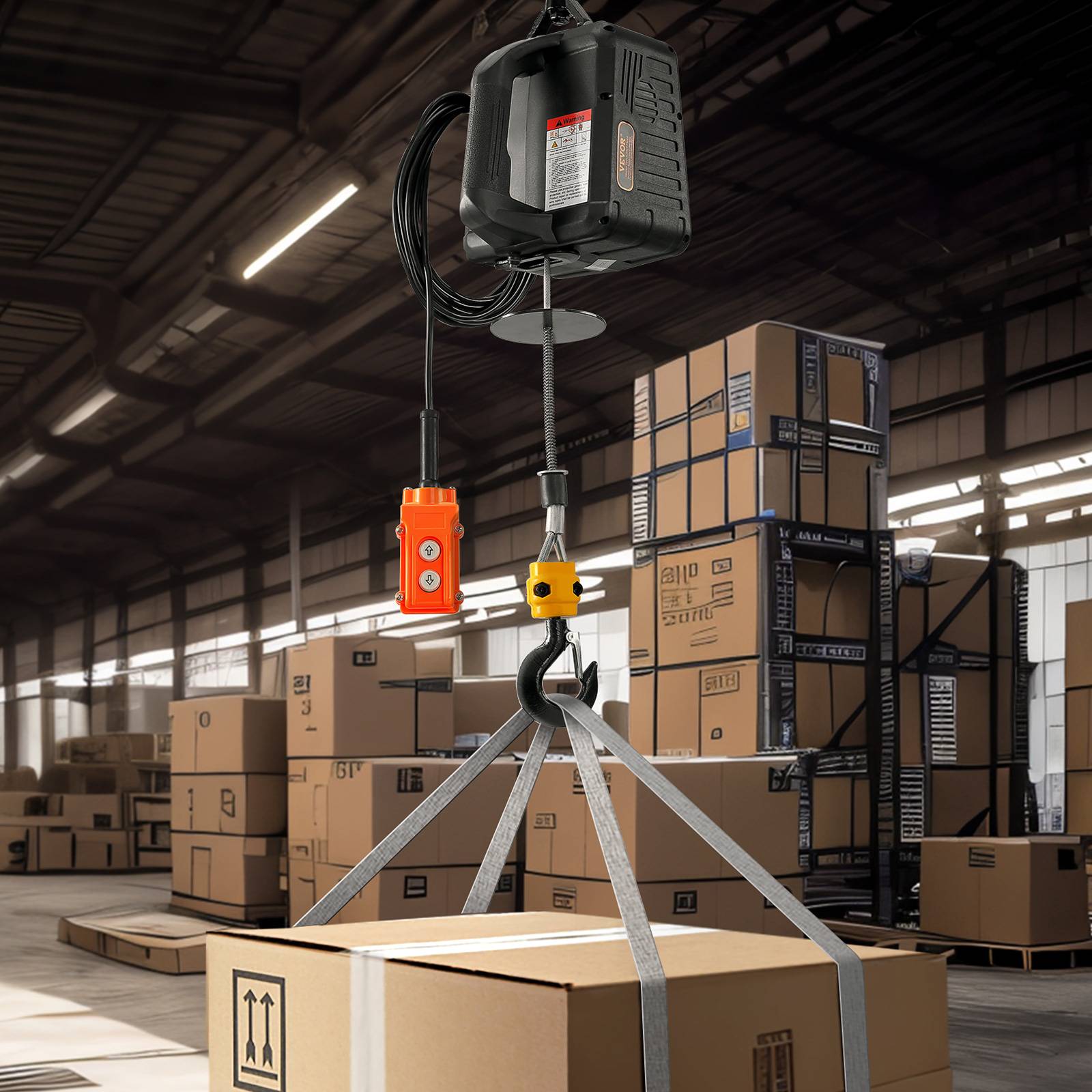VEVOR Palan électrique 3 en 1, 500 kg, treuil portable 1500W, ht. levage 7m, télécommande filaire/sans fil. - Image 8