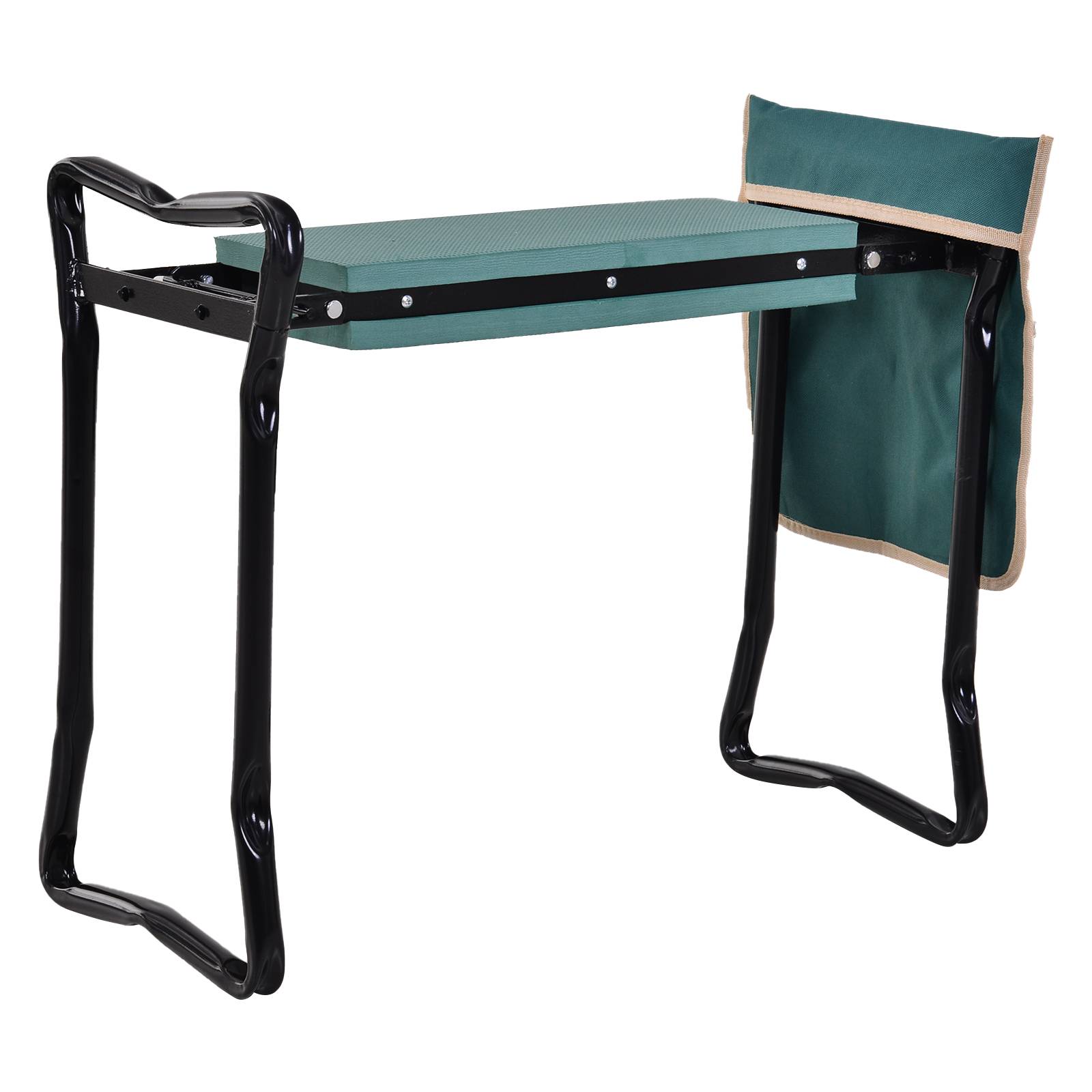 Outsunny - Tabouret Jardin Pliable Agenouilloir Siège avec Coussin Pochette Rangement Outils Vert - Outsunny - Image 6