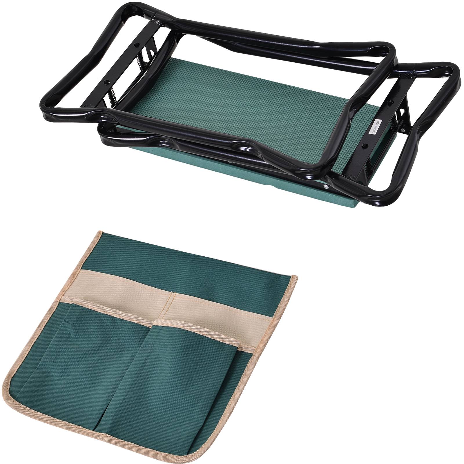 Outsunny - Tabouret Jardin Pliable Agenouilloir Siège avec Coussin Pochette Rangement Outils Vert - Outsunny - Image 5