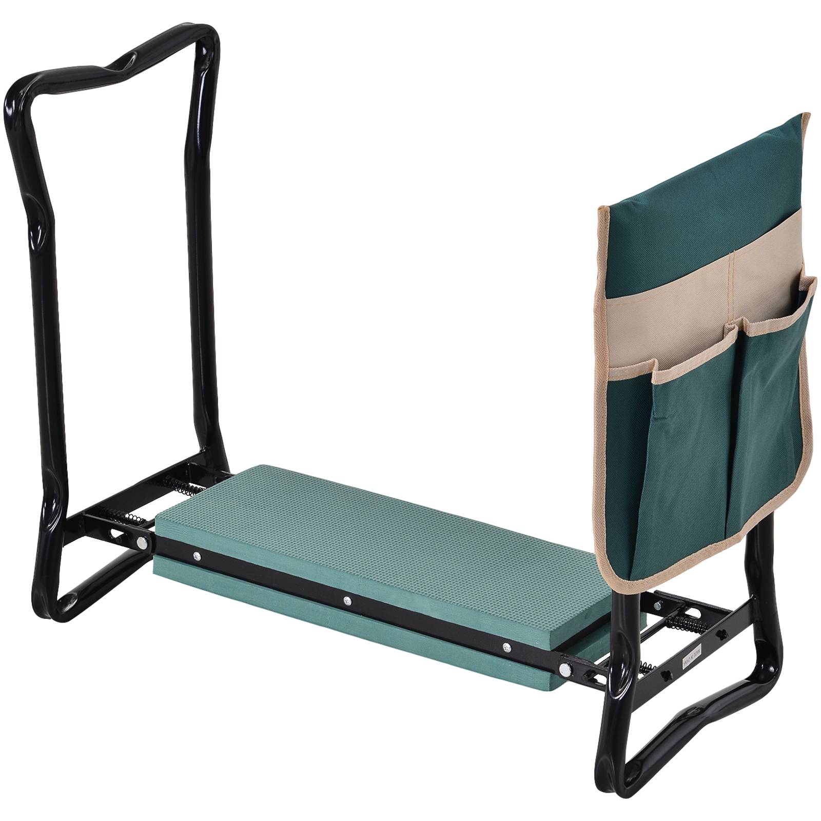Outsunny - Tabouret Jardin Pliable Agenouilloir Siège avec Coussin Pochette Rangement Outils Vert - Outsunny - Image 1