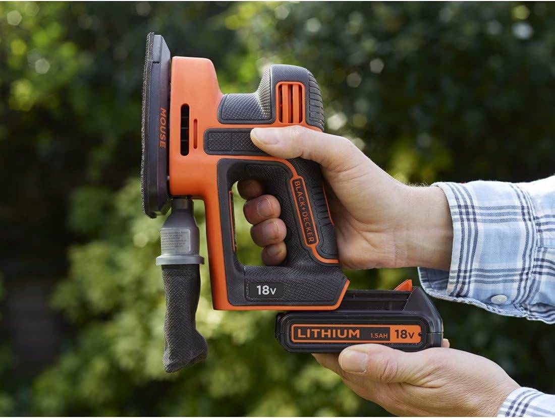 Black & Decker - Ponceuse de détail Mouse sans fil - 18V - BLACK+DECKER - avec 1 batterie 18V 1.5Ah - chargeur - accessoires - boite de rangement - BDCDS18-QW - Imagen 2