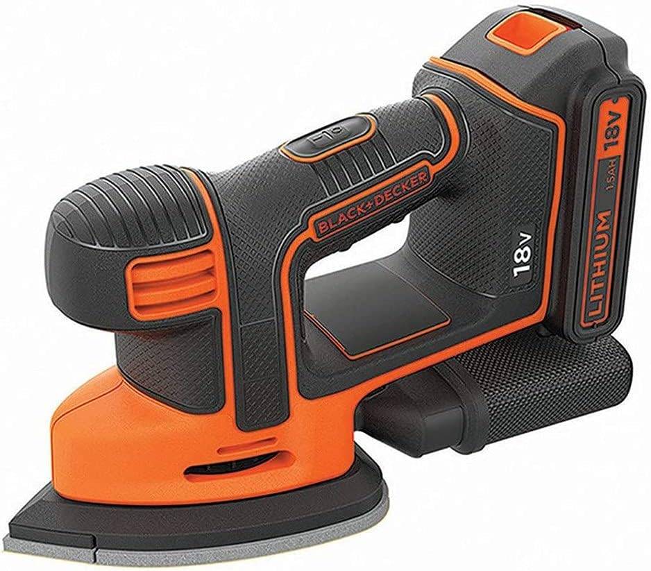 Black & Decker - Ponceuse de détail Mouse sans fil - 18V - BLACK+DECKER - avec 1 batterie 18V 1.5Ah - chargeur - accessoires - boite de rangement - BDCDS18-QW - Imagen 1