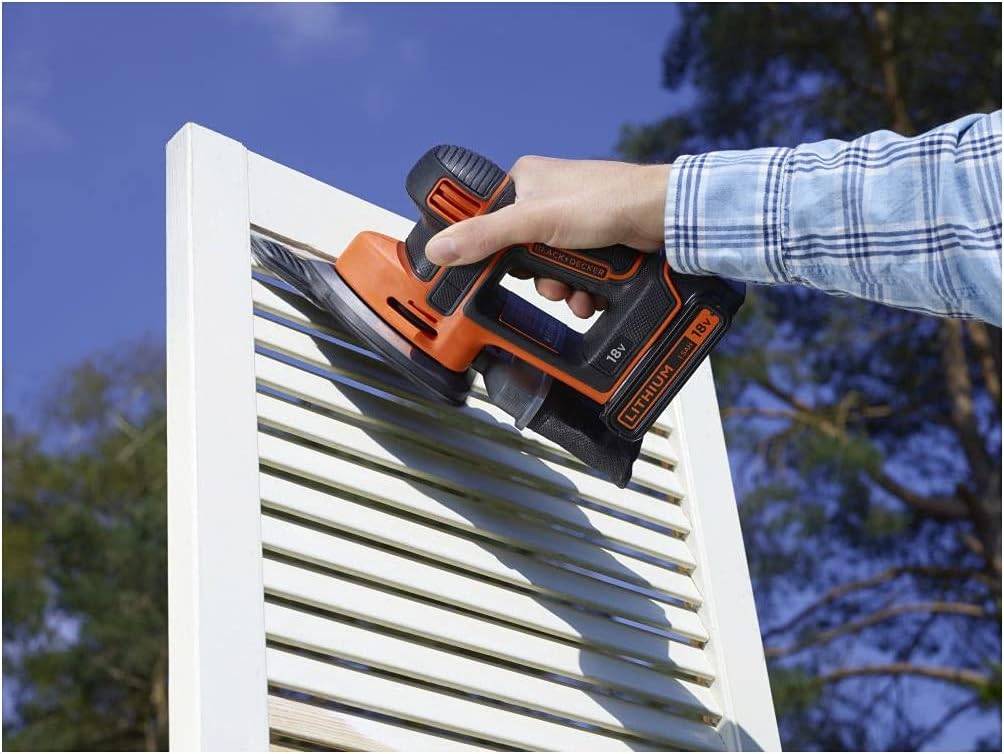 Black & Decker - Ponceuse de détail Mouse sans fil - 18V - BLACK+DECKER - avec 1 batterie 18V 1.5Ah - chargeur - accessoires - boite de rangement - BDCDS18-QW - Imagen 5