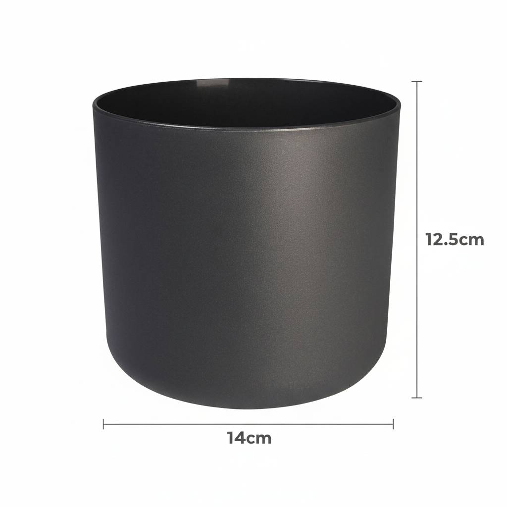 Cache-pot Rond Mat Anthracite 14cm Design Moderne Pour Plantes Intérieur - ComfortXL Green Living - Image 3