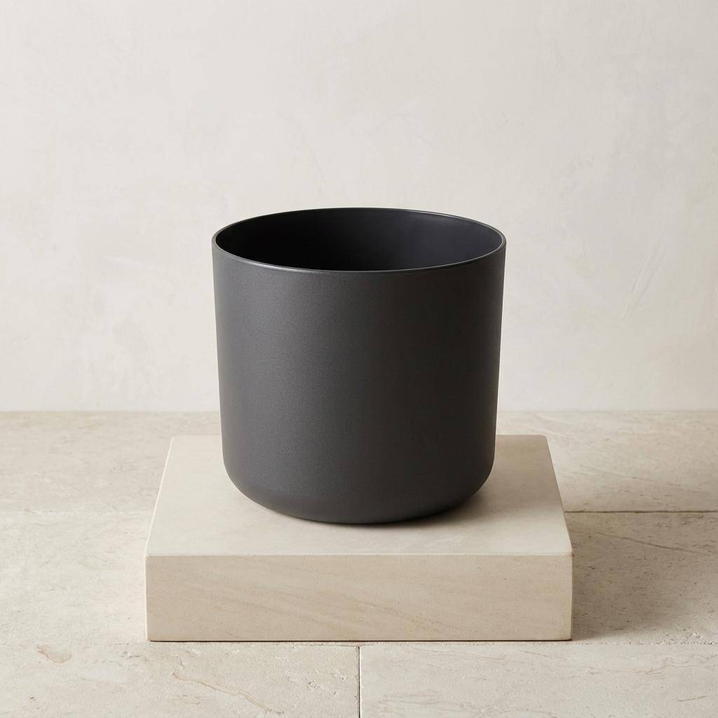 Cache-pot Rond Mat Anthracite 14cm Design Moderne Pour Plantes Intérieur - ComfortXL Green Living - Image 2