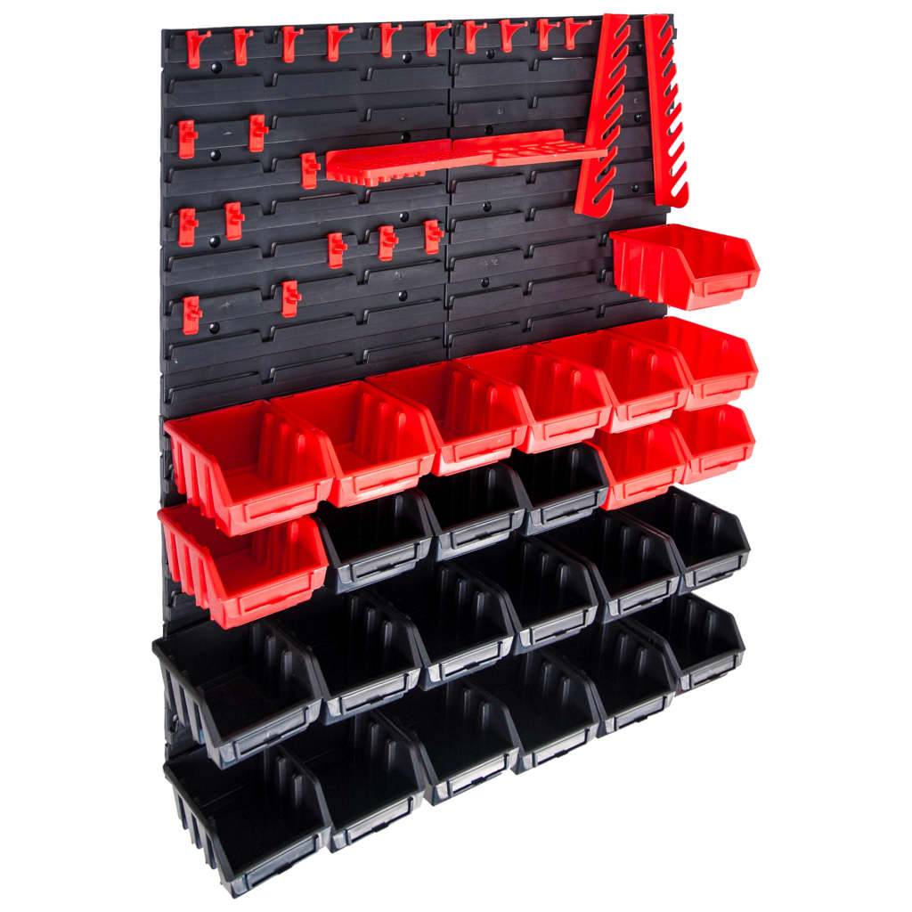 Helloshop26 - Kit de bacs de stockage et panneaux muraux 29 pièces rouge et noir - Imagen 1