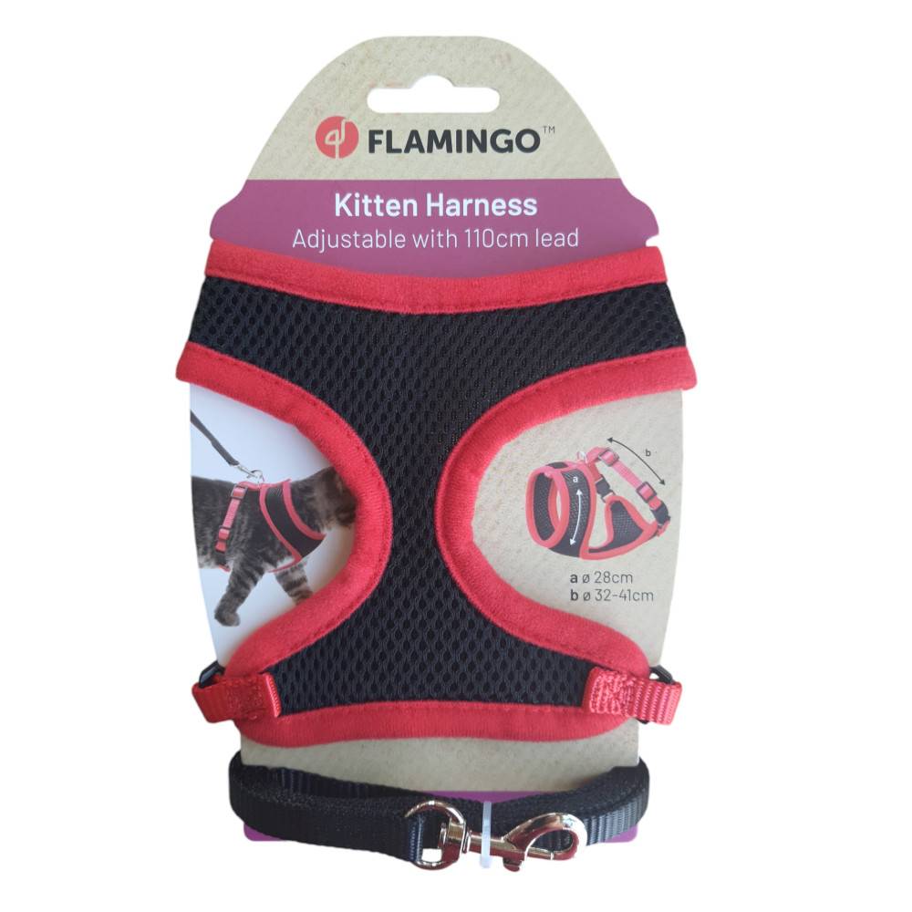 Harnais pour chatons, couleur noir et rouge, taille S, réglable - Imagen 4